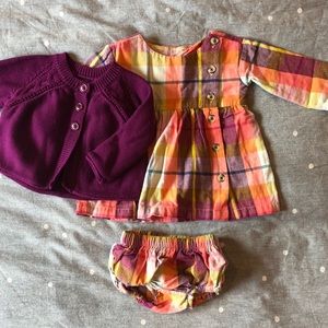 Adorable Tea Collection Plaid Outfit & Caedigan